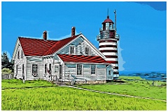 West Quoddy Head Lighthouse in Maine -Digital Painting
